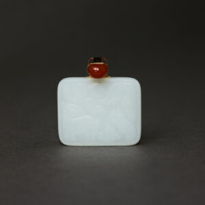 「 18K金扣和田羊脂白玉福禄寿牌 」