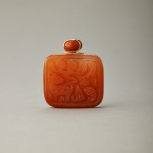 「 18K金扣保山南红福禄寿牌 」