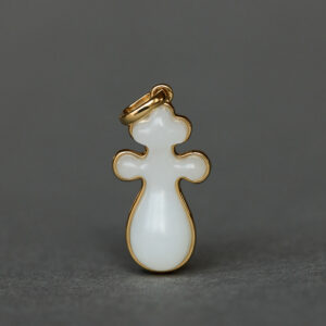 「 18K金和田羊脂白玉琵琶项链 」